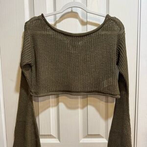 edikted knit bell sleeve crop top